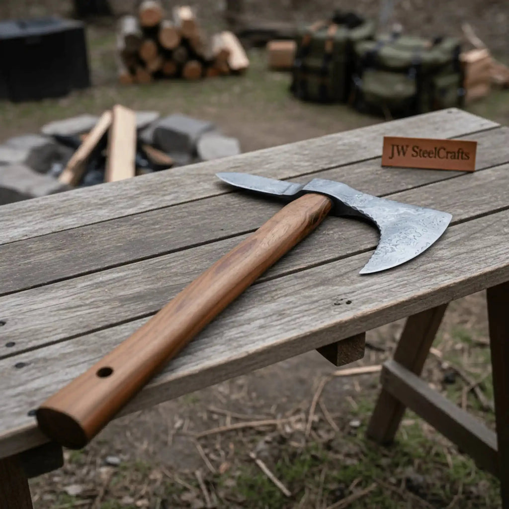 Traditional Scandinavian Bearded Axe with Hardwood Handle